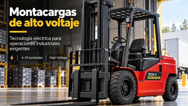 Montacargas eléctrico de alto voltaje de 309 V en nave industrial